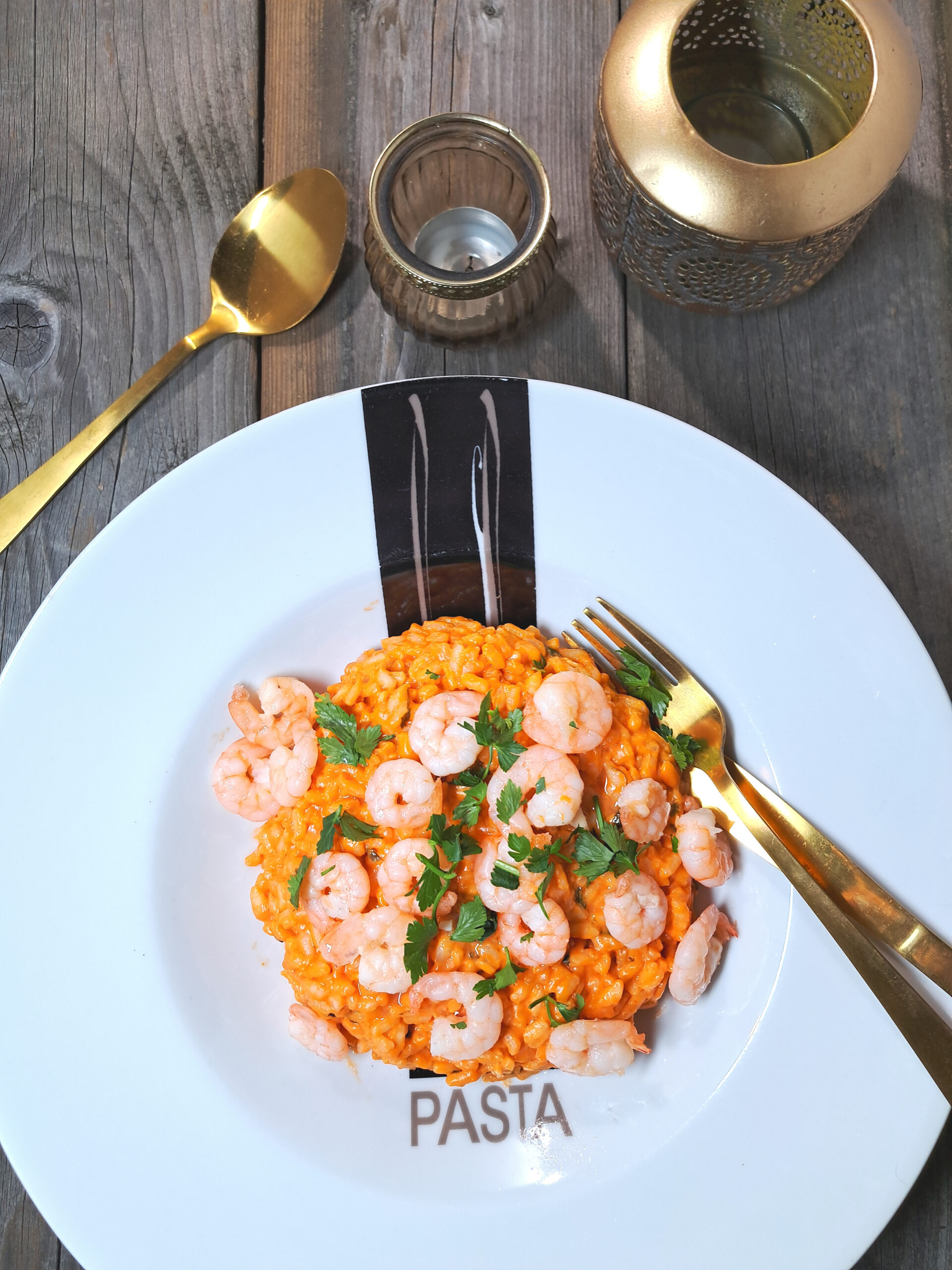 Scampi&#8217;s met Romige tomaten Risotto